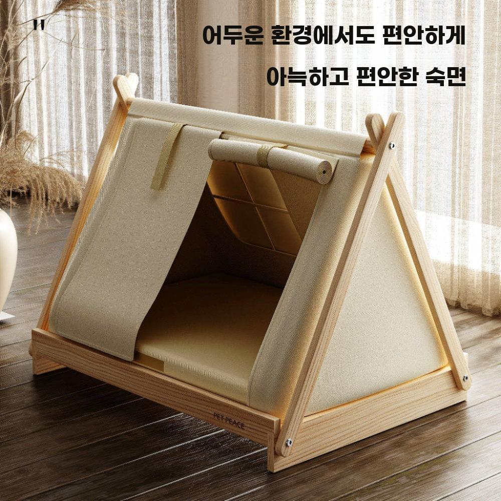 고양이 텐트 숨숨집 사계절 펫텐트 반려견 애견 인디언 원목 소 - 상세 이미지 3