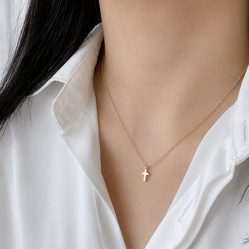 탐낼탐 14K 목걸이 골드필드 심플 체인 명품 십자가 팬던트 금 목걸이줄 데일리 - 상세 이미지 4