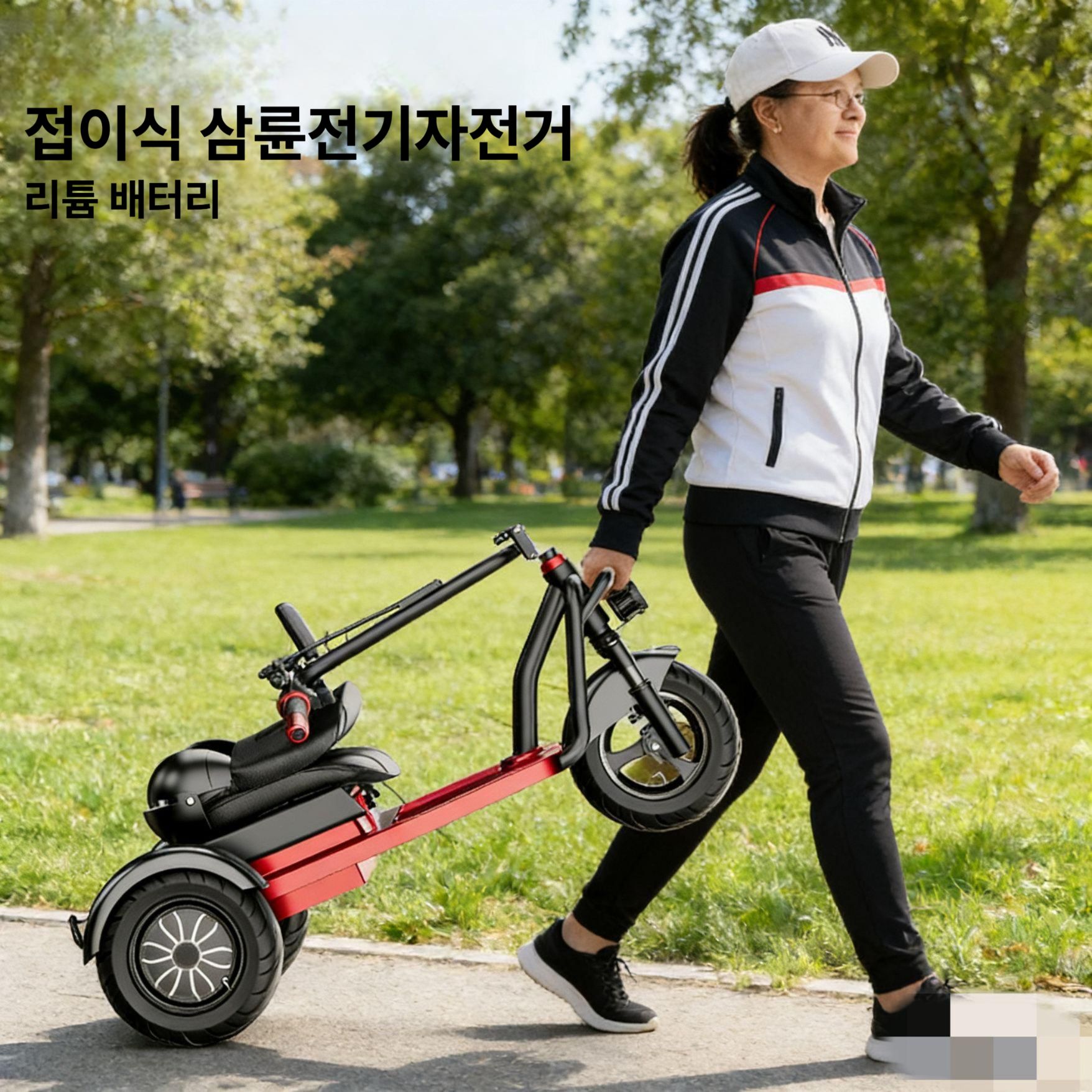 삼륜 전기자전거 접이식 노인 세발 전동 스쿠터 어르신 36V 10A 리튬 30km
