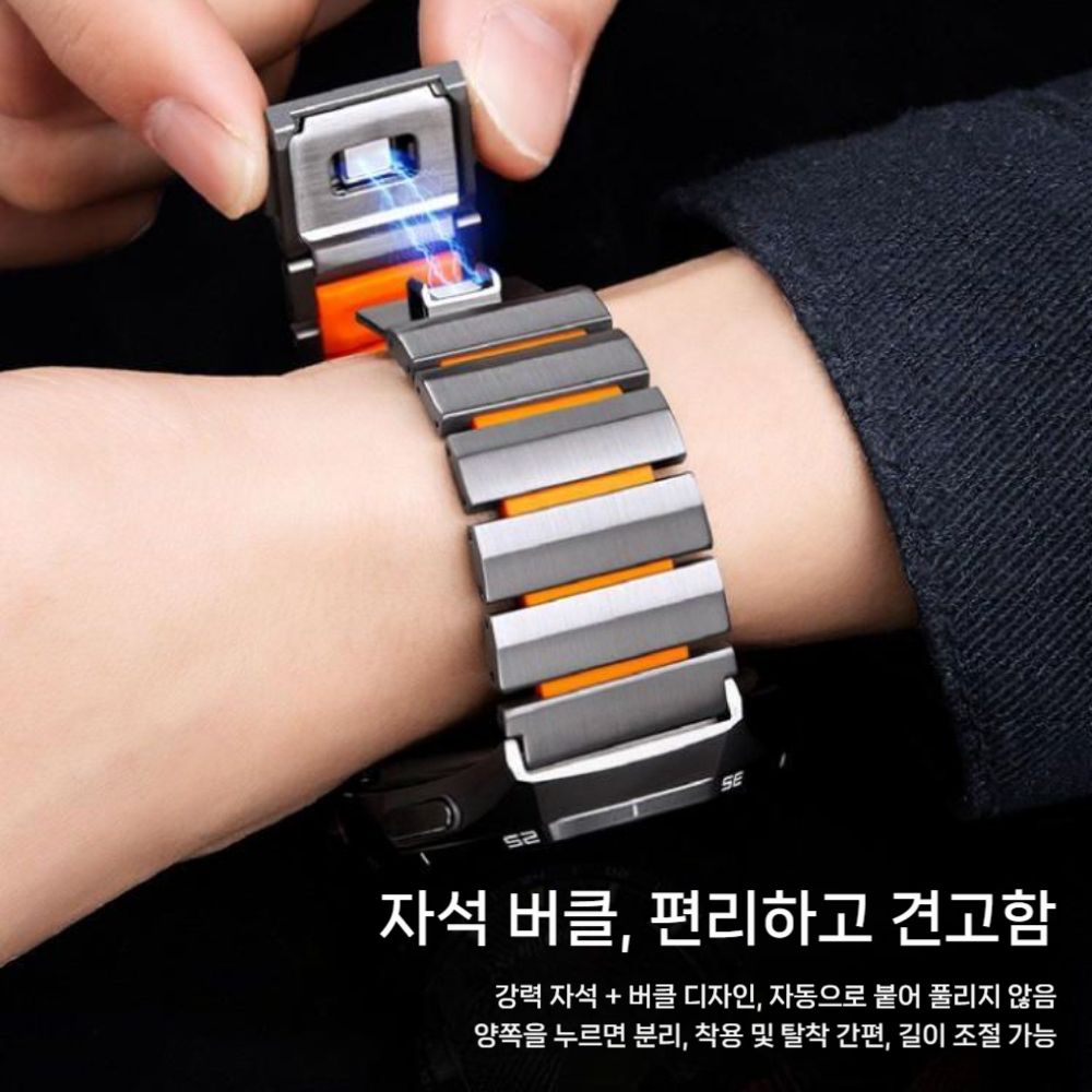 어메이즈핏 티렉스3 프로 스트랩 자석 클라스프 순수 티타늄 실리콘 메탈 밴드 - 상세 이미지 2
