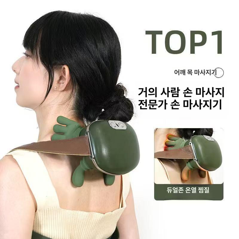 목 어깨 마사지기 온열 승모근 경추 지압기 그린 무도장 - 상세 이미지 3