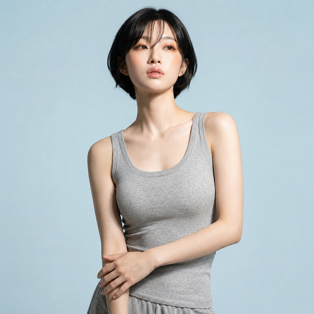 빅사이즈 노와이어 캡내장 U백 브라탑 레이온 나시 부유방 커버 데일리 나시브라 4XL까지 - 상품 이미지