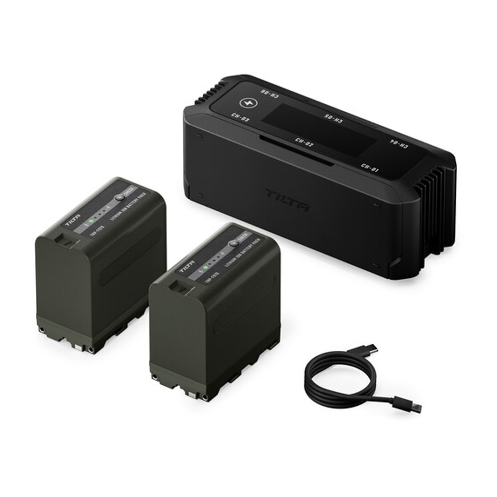 TILTA TBC-NPF-A-B NP-F970 배터리 2개 포함 USB-C PD 6채널 LCD 충전기 키트