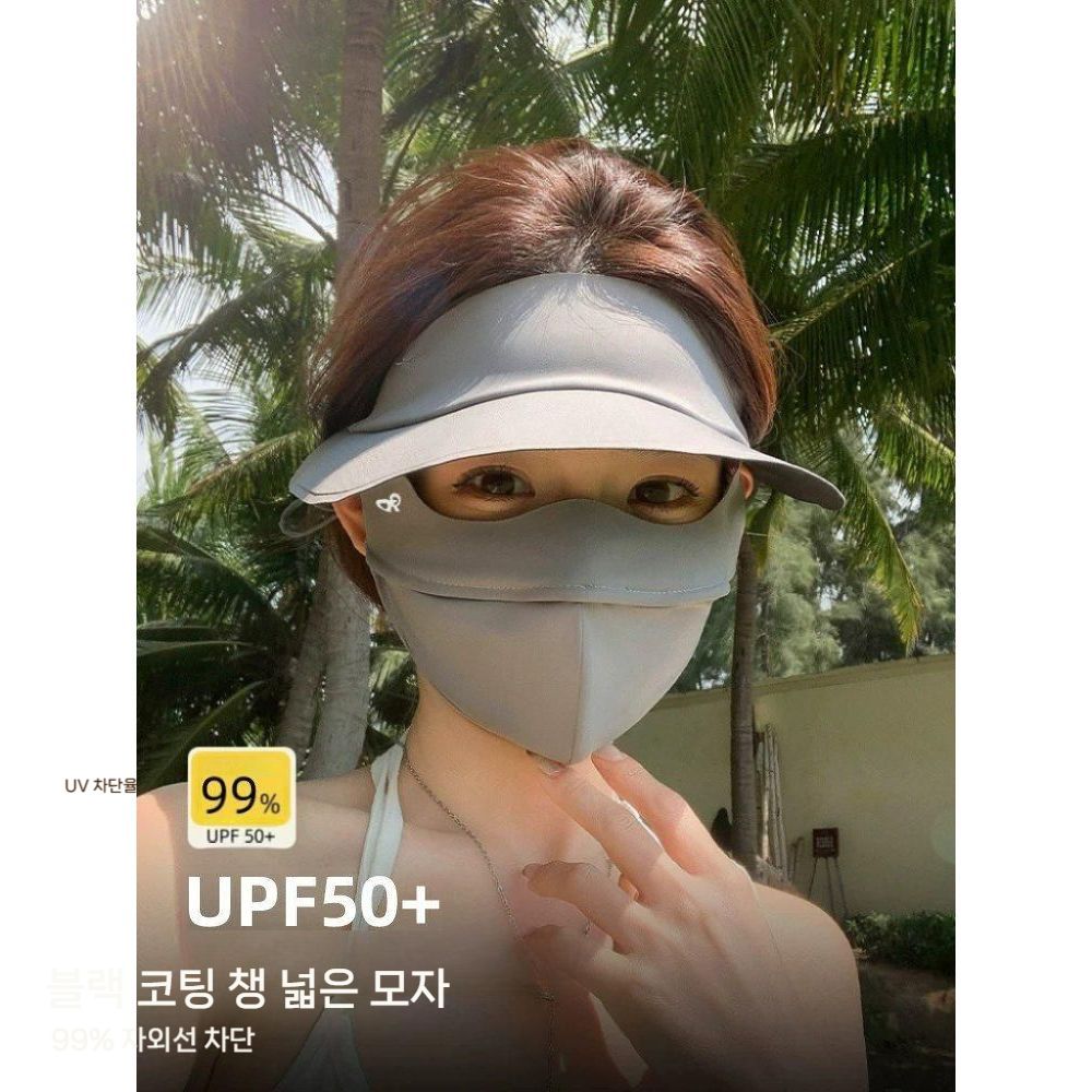 여성용 자외선 차단 마스크 선쉐이드 풀페이스 모자 통합 아이스 실크 페이스 키니 - 상세 이미지 3