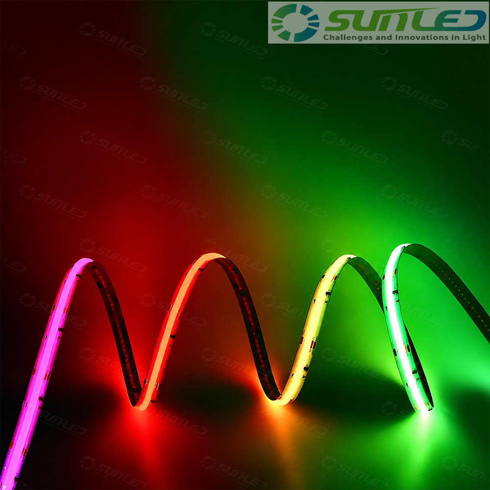 RGB COB LED바 5m롤 색변환 12V 스트립 줄조명 풀컬러 플렉시블 면발광 인테리어 - 상품 이미지