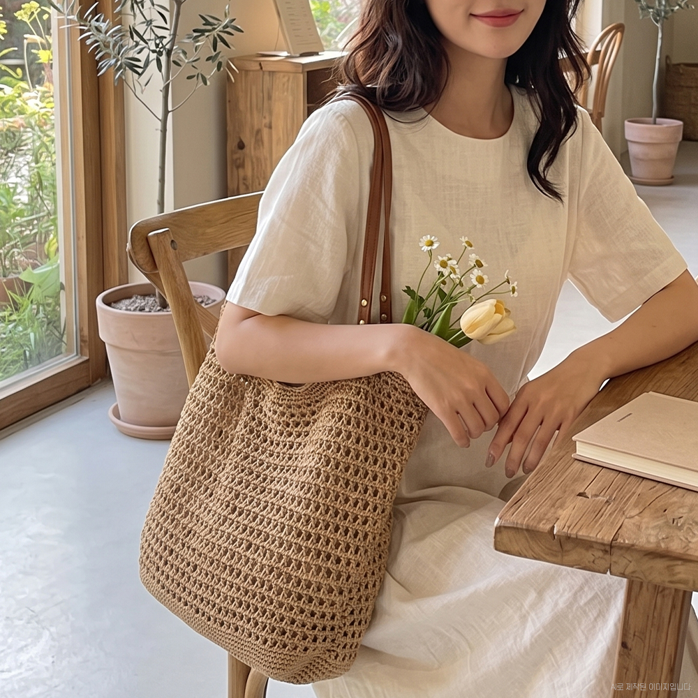 여름 바캉스 휴양지 니트 가방 비치 그물 네트백 숄더백