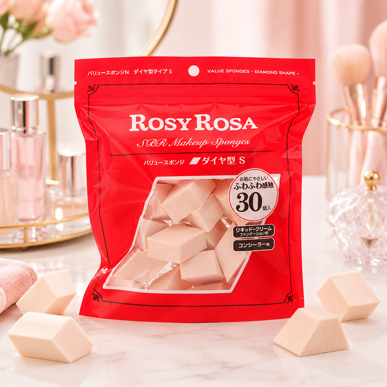 일본 로지로사 ROSY ROSA 대용량 스펀지 다이아몬드형 30개입 - 상품 이미지