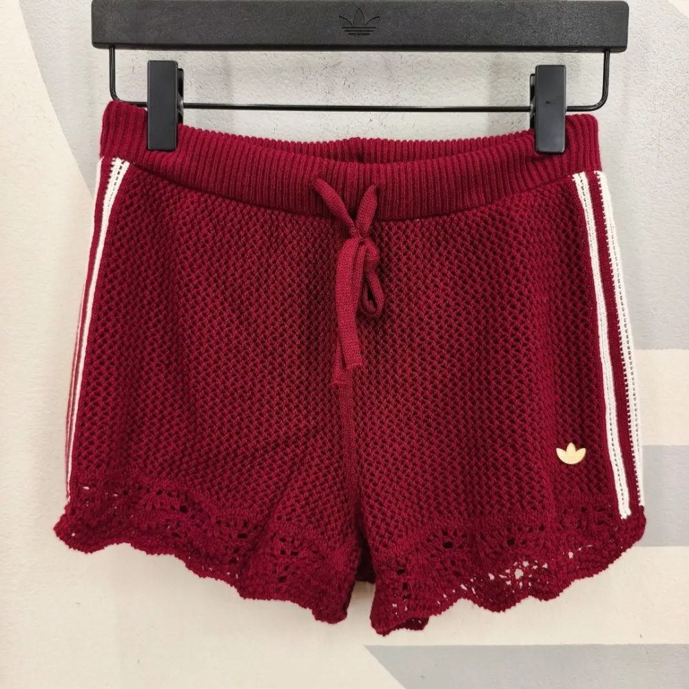 아디다스 우먼스 리조트 니트 크로셰 쇼츠 팬츠 반바지 버건디 KX0724 이미지 7