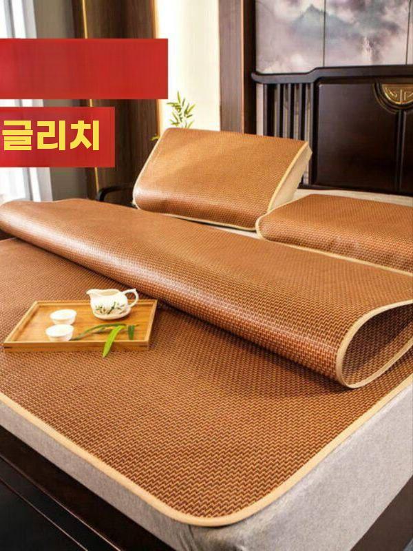 등나무 침대 매트 대자리 돗자리 쿨링 통풍 시원한 매트+베개 커버 세트 90cmx190cm - 상세 이미지 3