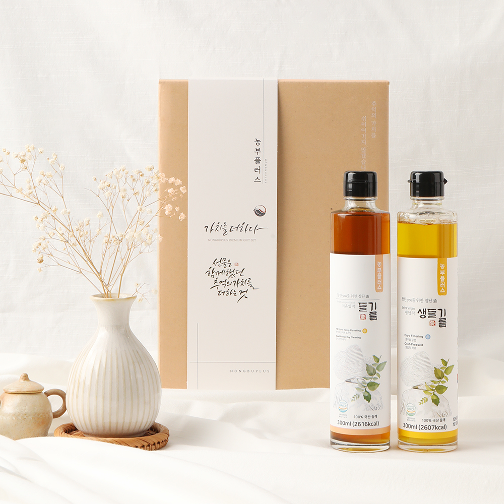 국산 참기름 들기름 선물세트 300ml 2병 농부플러스 상품 이미지