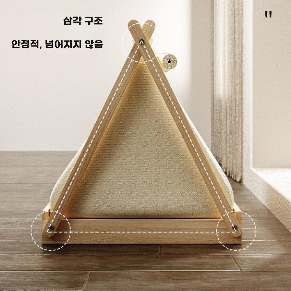 고양이 텐트 숨숨집 사계절 펫텐트 반려견 애견 인디언 원목 소 - 상세 이미지 5