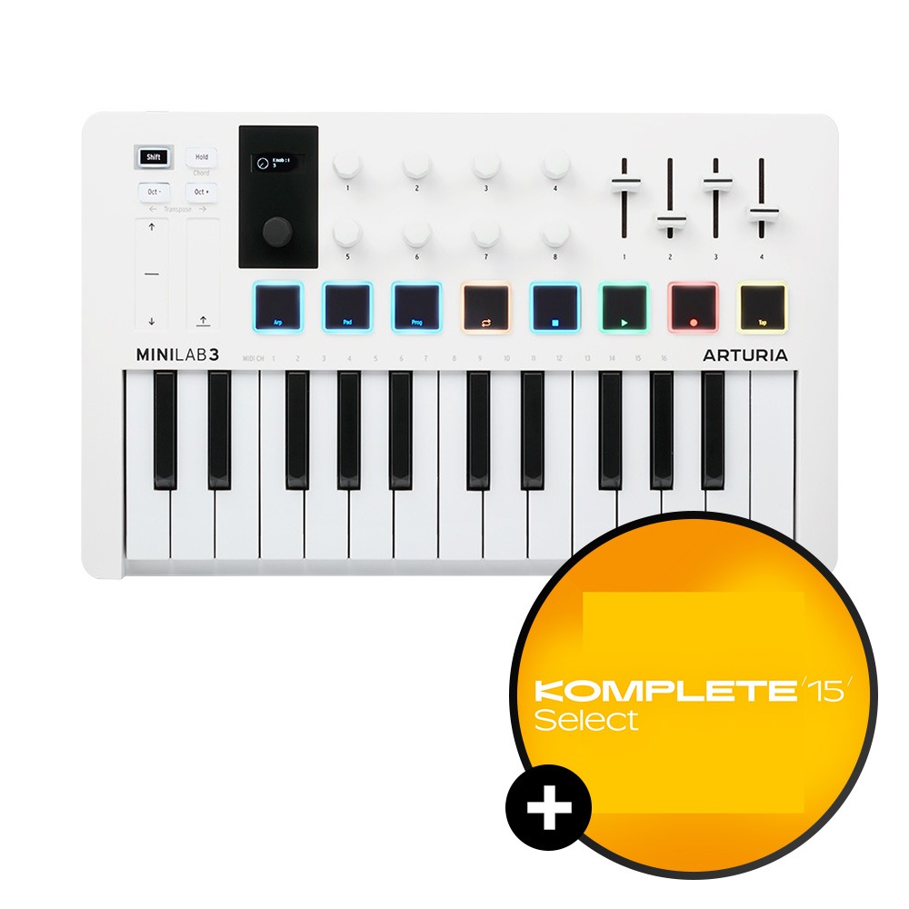 ARTURIA MiniLab MK3 아투리아 미니랩3 포터블 미니 마스터 키보드 미디 컨트롤러 'White'