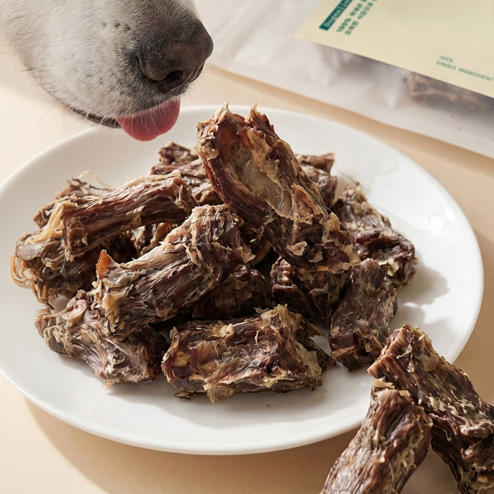 [도그말리온] 강아지 대용량 간식 국내산 오리목뼈, 100g, 1개 - 상품 이미지