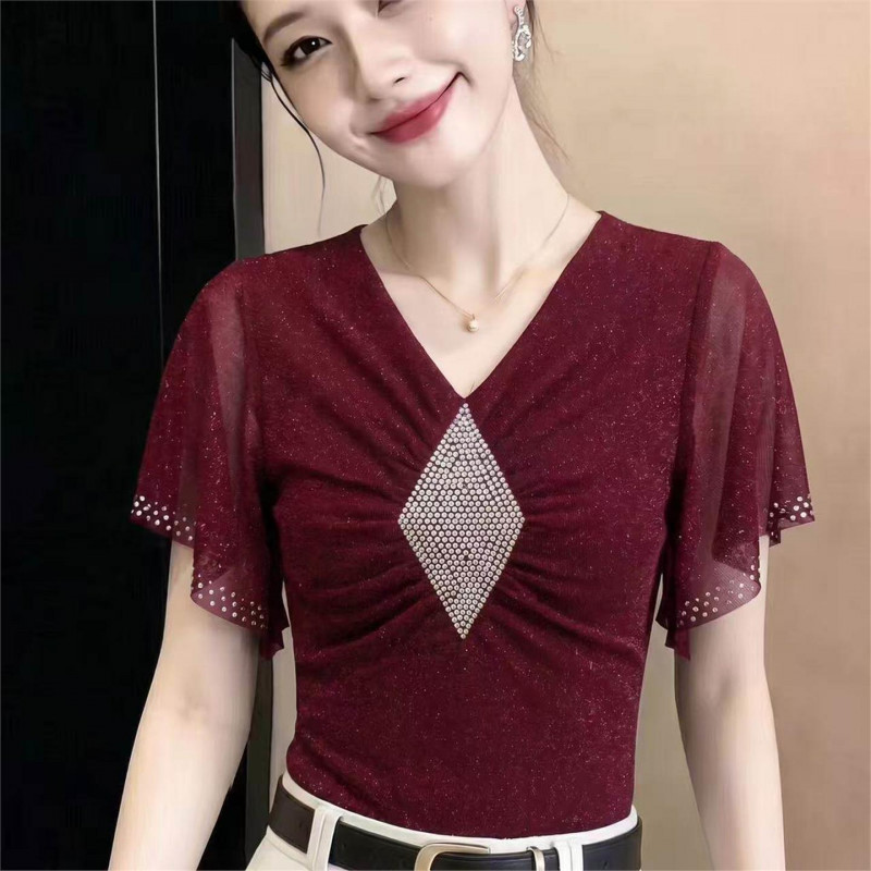 모던 댄스복 사교 댄스옷 라틴 방송 여성 라인 스포츠 티셔츠 검은색 M - 상품 이미지
