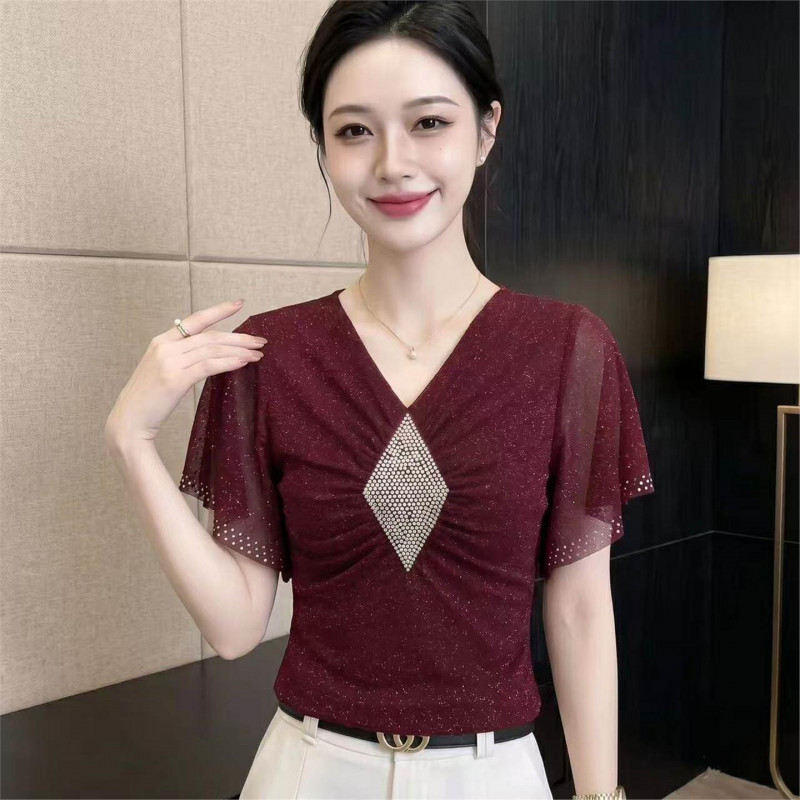 모던 댄스복 사교 댄스옷 라틴 방송 여성 라인 스포츠 티셔츠 검은색 M - 상세 이미지 5