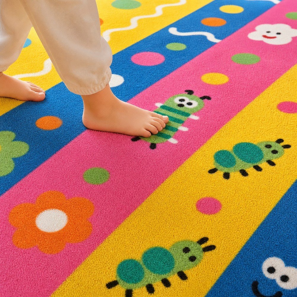 인스타 스타일 컬러풀 카펫 거실 놀이매트 침실 침대옆 미끄럼방지 러그 레인보우 꽃길 맞춤 사이즈 - 상세 이미지 3