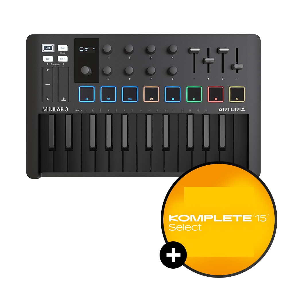 ARTURIA MiniLab MK3 아투리아 미니랩3 포터블 미니 마스터 키보드 미디 컨트롤러 - 한정판 'Deep Black'