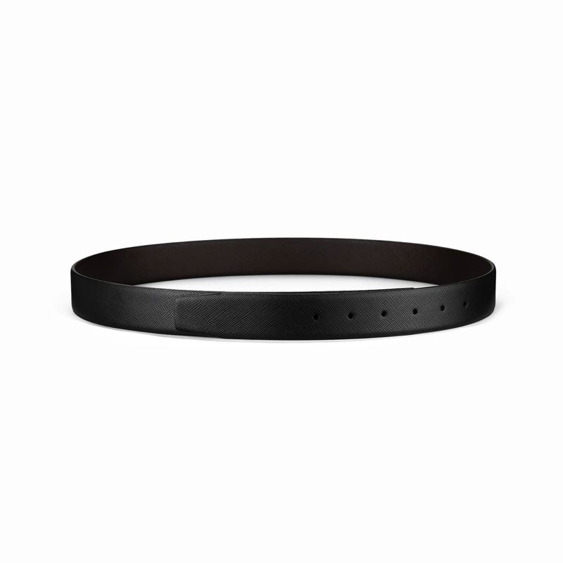 교체용 벨트 스트랩 솔리드 소가죽 사피아노 핀버클 2.8cm 블랙+블루 110cm - 상세 이미지 5