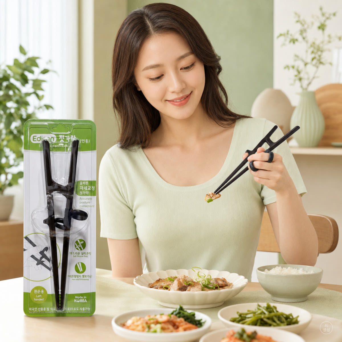 컬러포 성인 젓가락 교정기 왼손잡이 연습용