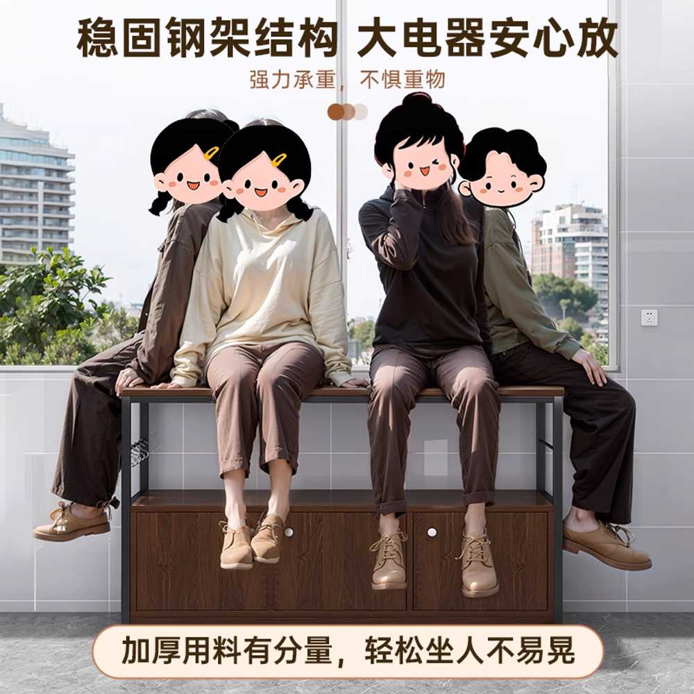 전자렌지 선반 수납장 렌지대 원목 서랍 수납함 주방 80cm 오크블랙 2문 - 상세 이미지 4