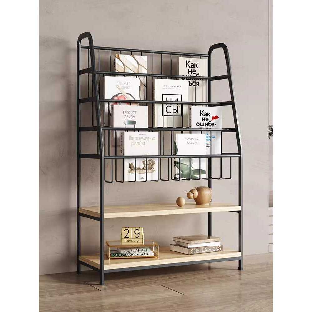 철제 홍보물 거치대 팜플렛 잡지 신문대 전시대 엽서 검정색 60cm - 상품 이미지