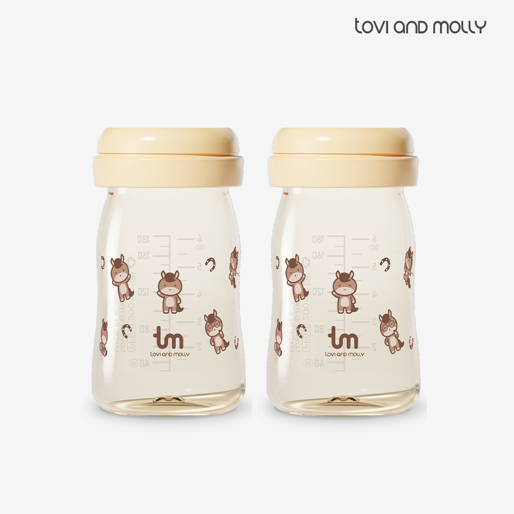 토비앤몰리 PPSU 젖병 -젖꼭지 미포함/ 더블하트 모윰 베베그로우 호환 180ml, 2개, 마리(바닐라)
