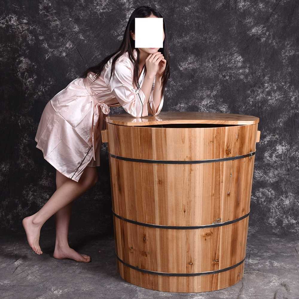 간이 나무 욕조 일본식 히노끼 1인 가정용 펜션 편백 65x21 - 상품 이미지