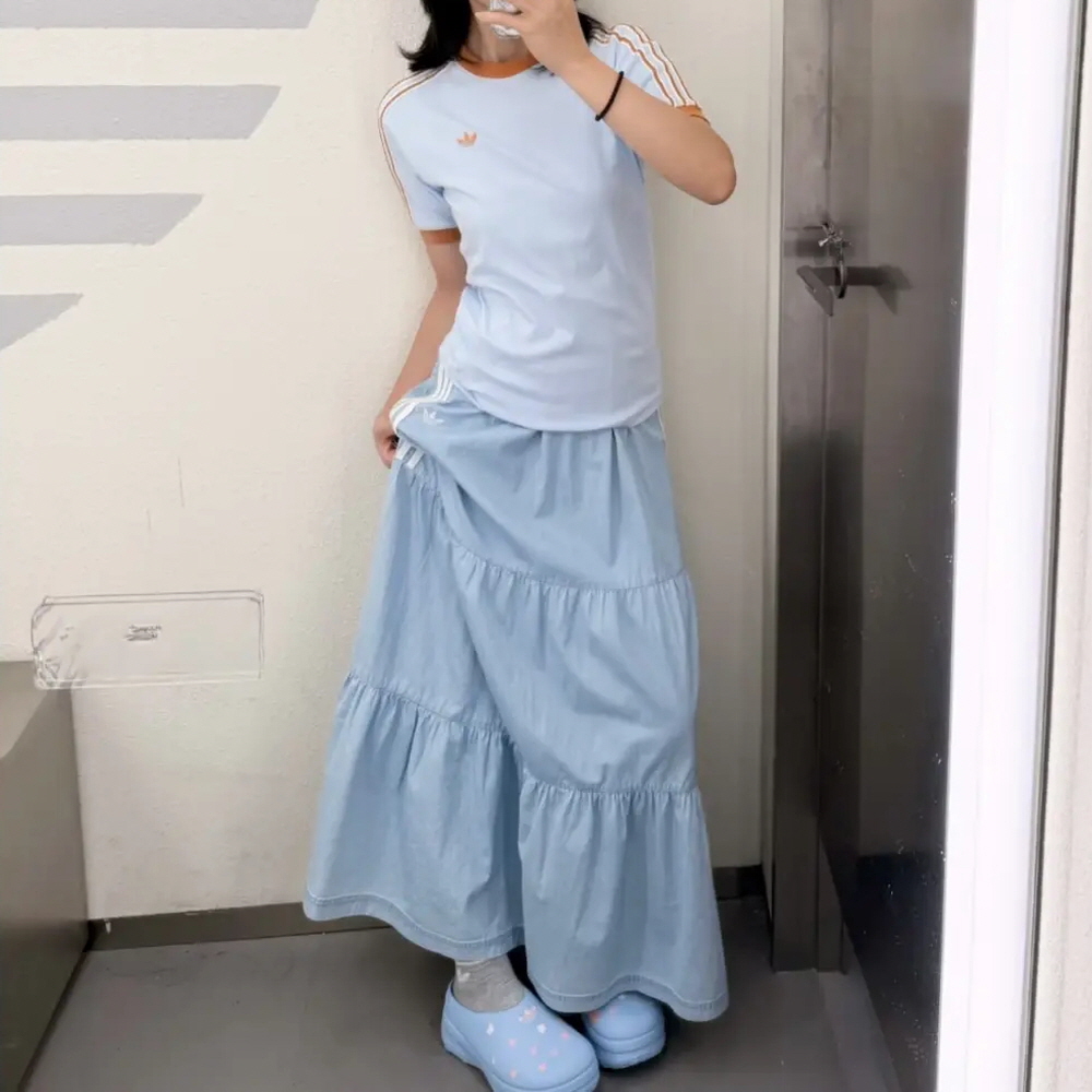 아디다스 우먼스 오리지널 서머 글로우 데님 롱스커트 라이트데님 KY8113 이미지 8