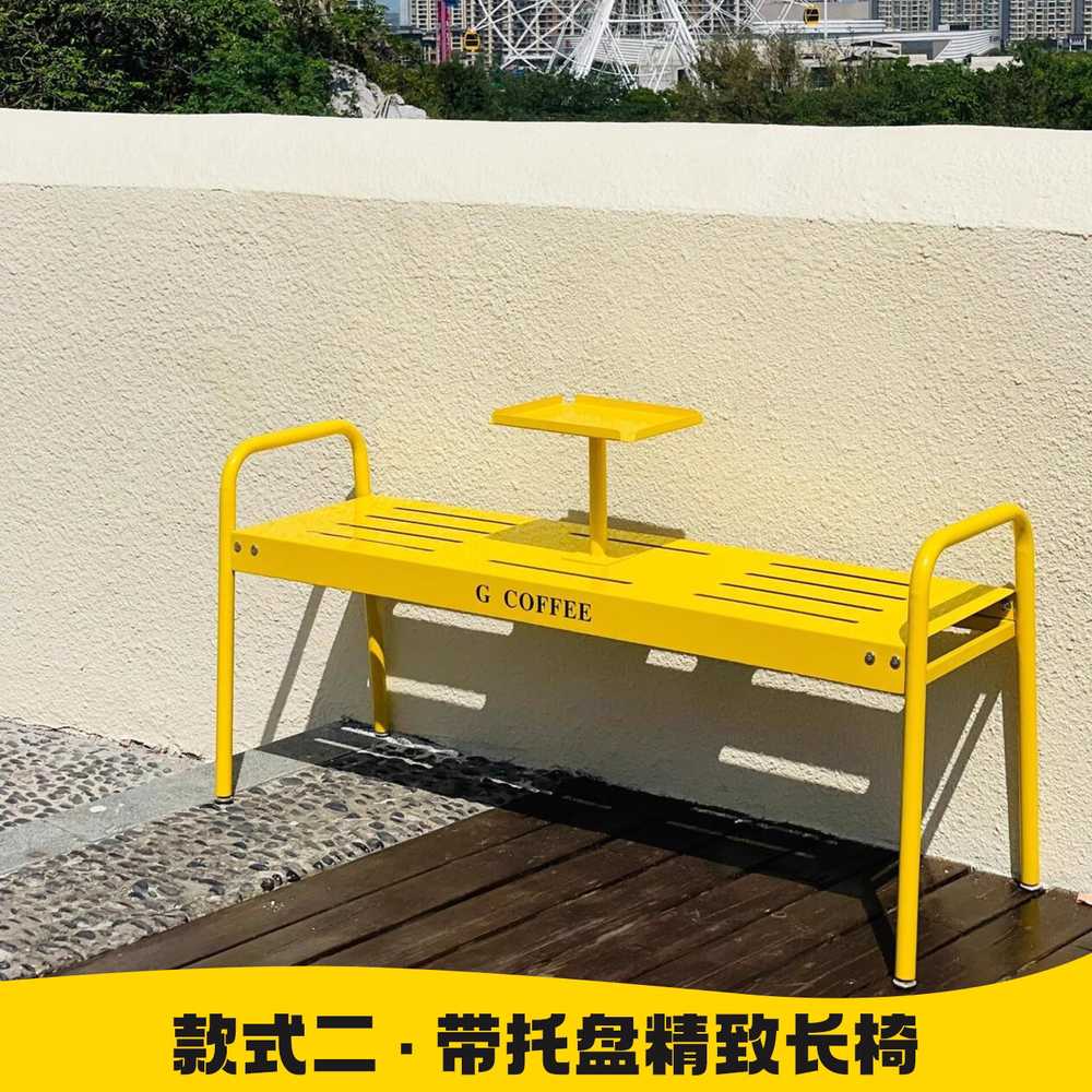정원 벤치 카페 스툴 야외 관공서 평벤치 발코니 공원 90x35x56 베이지 - 상세 이미지 3