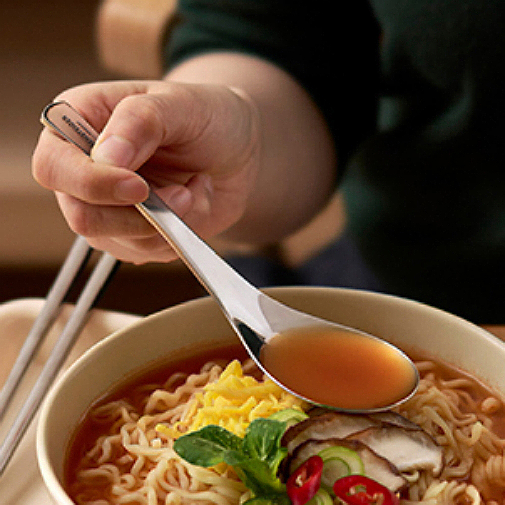 1+1 바겐슈타이거 스텐 스푼 라면 우동 아이스크림 화채 팥빙수 마라탕 국물 숟가락 - 상품 이미지