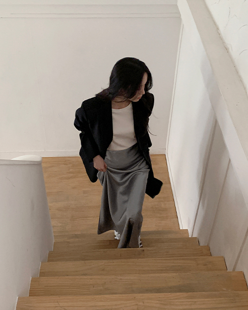 4808 새틴스커트 실키 밴딩 롱 스커트 치마 이미지 6