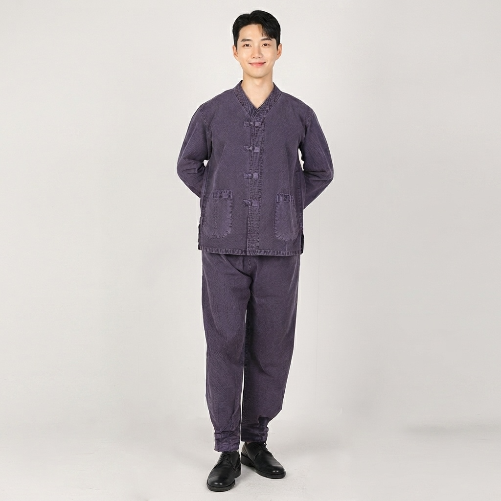남자 봄가을 생활한복 20수 우바시 적삼 바지 계량 개량 한복 절복 법복 이미지 8