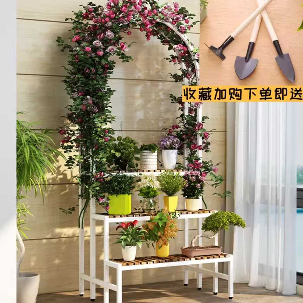 계단식 화분 진열대 거치대 스탠드 받침대 철제 다이 148x80 2단 블랙 프레임 + 방부목 - 상세 이미지 3