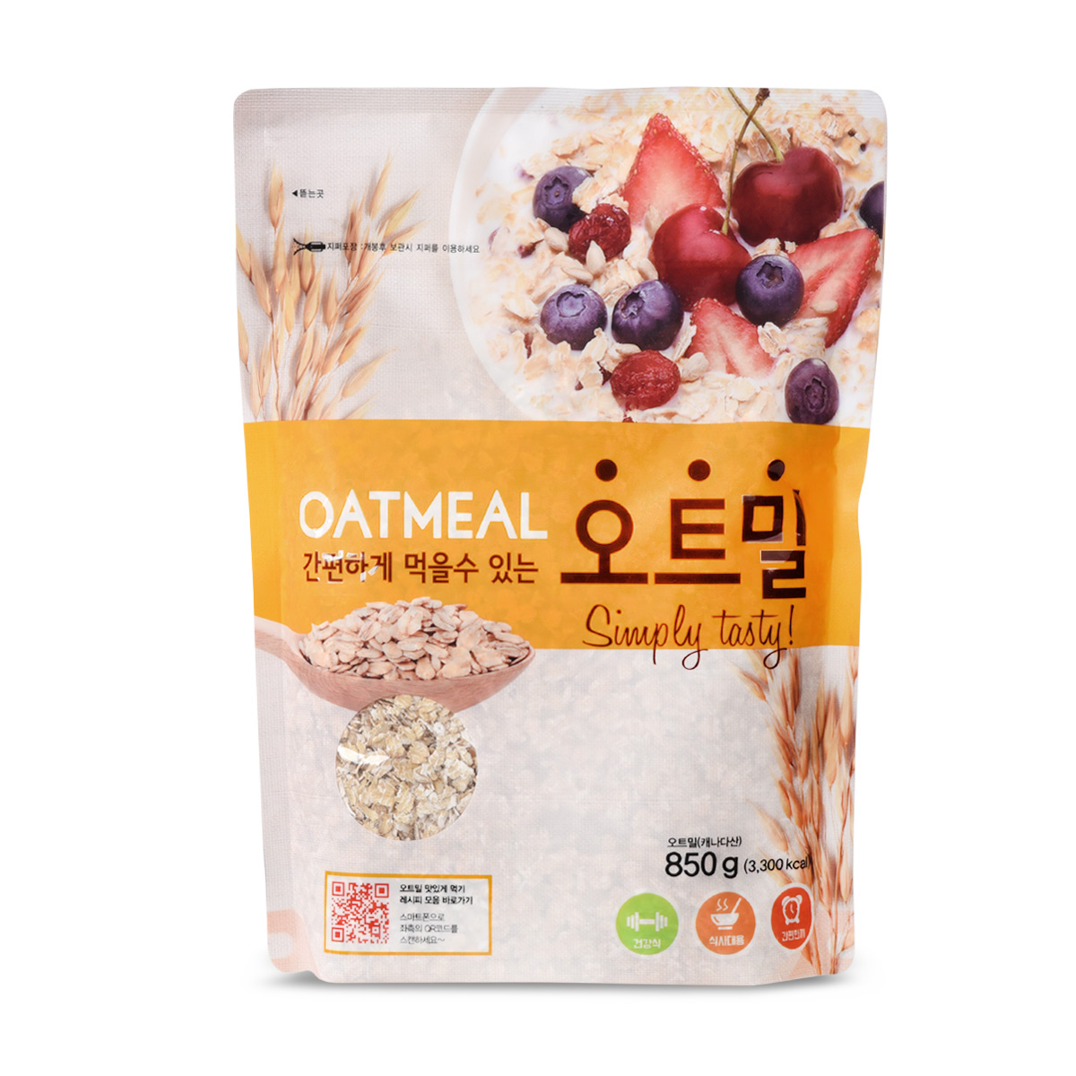 두보식품 오트밀 압착귀리 오버나이트 아침대용 한끼 850g, 1개 - 상품 이미지