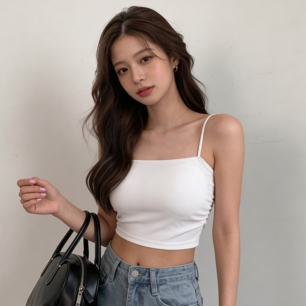 힙핑크 푸딩 튜브 브라탑 하프컵 노와이어 얇은 브라끈 캡나시 (숏/롱) - 상세 이미지 4