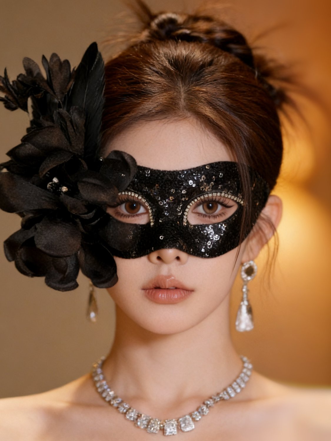 무도회가면 여성 레트로 비즈 자수 깃털 마스크 파티 가면 무도회 하프페이스 라이트블루 비즈 자수 꽃 마스크 - 상세 이미지 3