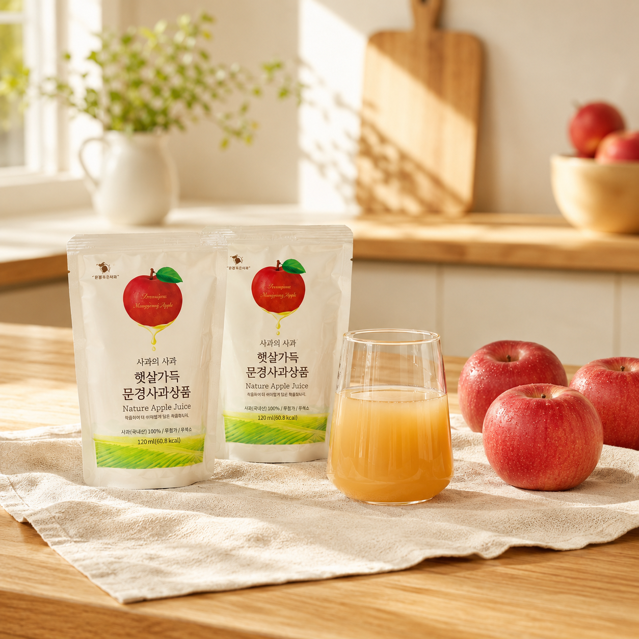 문경사과 주심농장 100&사과즙 사과생즙 120ml 3kg 4.5kg GAP인증