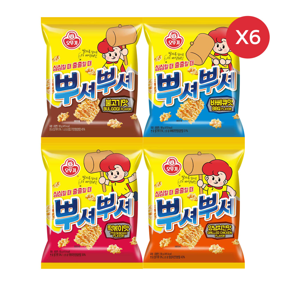 오뚜기 뿌셔뿌셔 불고기맛 6개+바베큐맛 6개+양념치킨맛 6개+떡볶이맛 6개 외 6종 - 상품 이미지