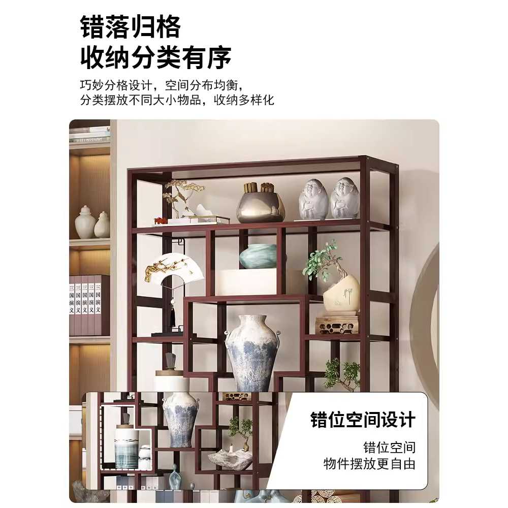 원목 수석 진열장 서재 도자기 상패 책장 수납 전시 호두색 55cm x 175cm - 상세 이미지 4