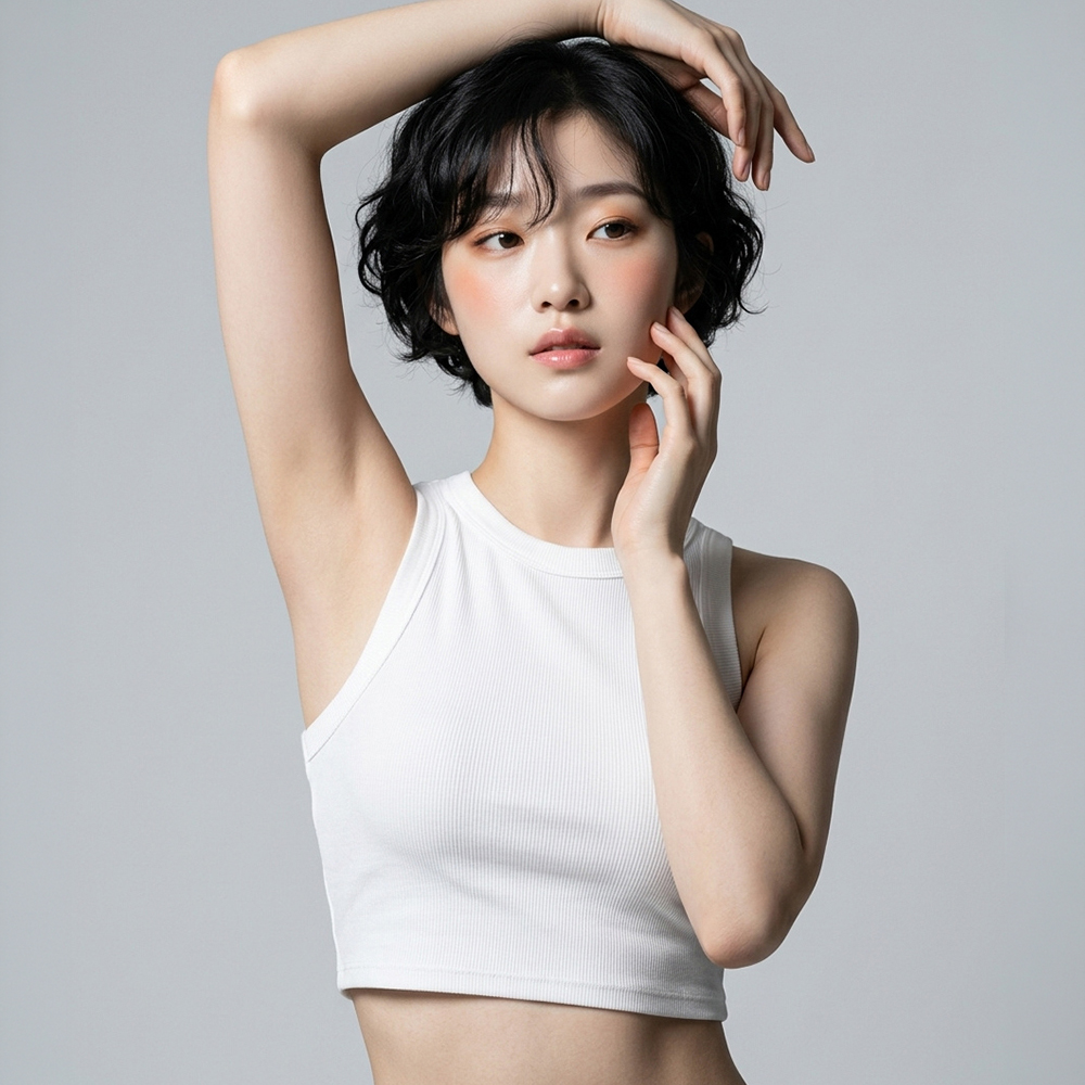노브라 여름 홀터넥 레이어드 캡나시 브라탑 크롭탑 골지 브라일체형 이너 런닝 이미지 7