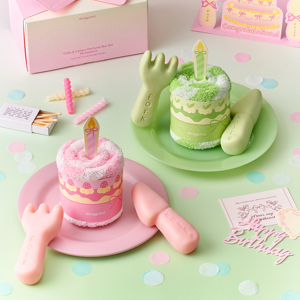 동구밭 케이크 앤 커트러리 퍼퓸바 선물세트 딸기 / 디퓨저 올인원 약산성 생일축하 비누 - 상세 이미지 4