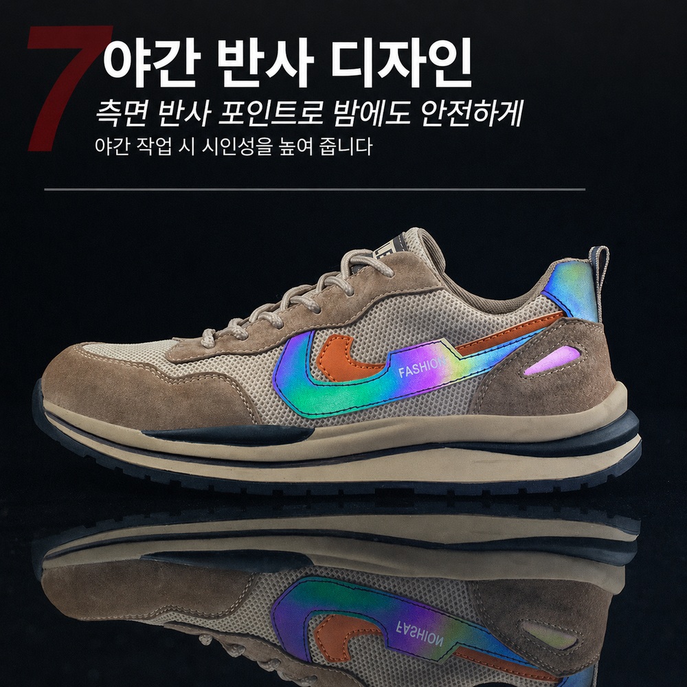 남성 운동화형 안전화 경량 메쉬 작업화 스틸토캡 방검중창 - 상세 이미지 5