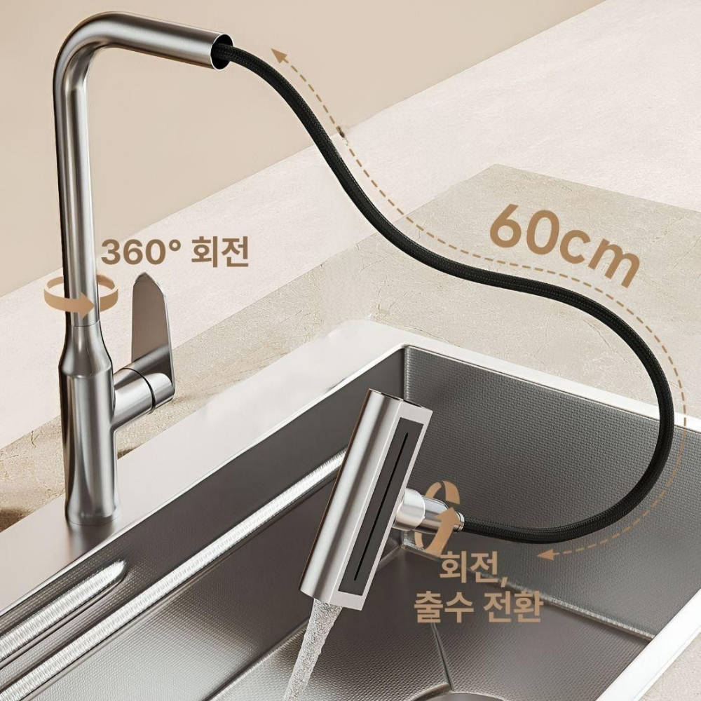 윤슬 쾌속배수 싱크볼 멀티 스텐 사각 엠보 리폼 싱크대 교체 설거지통 이미지 7