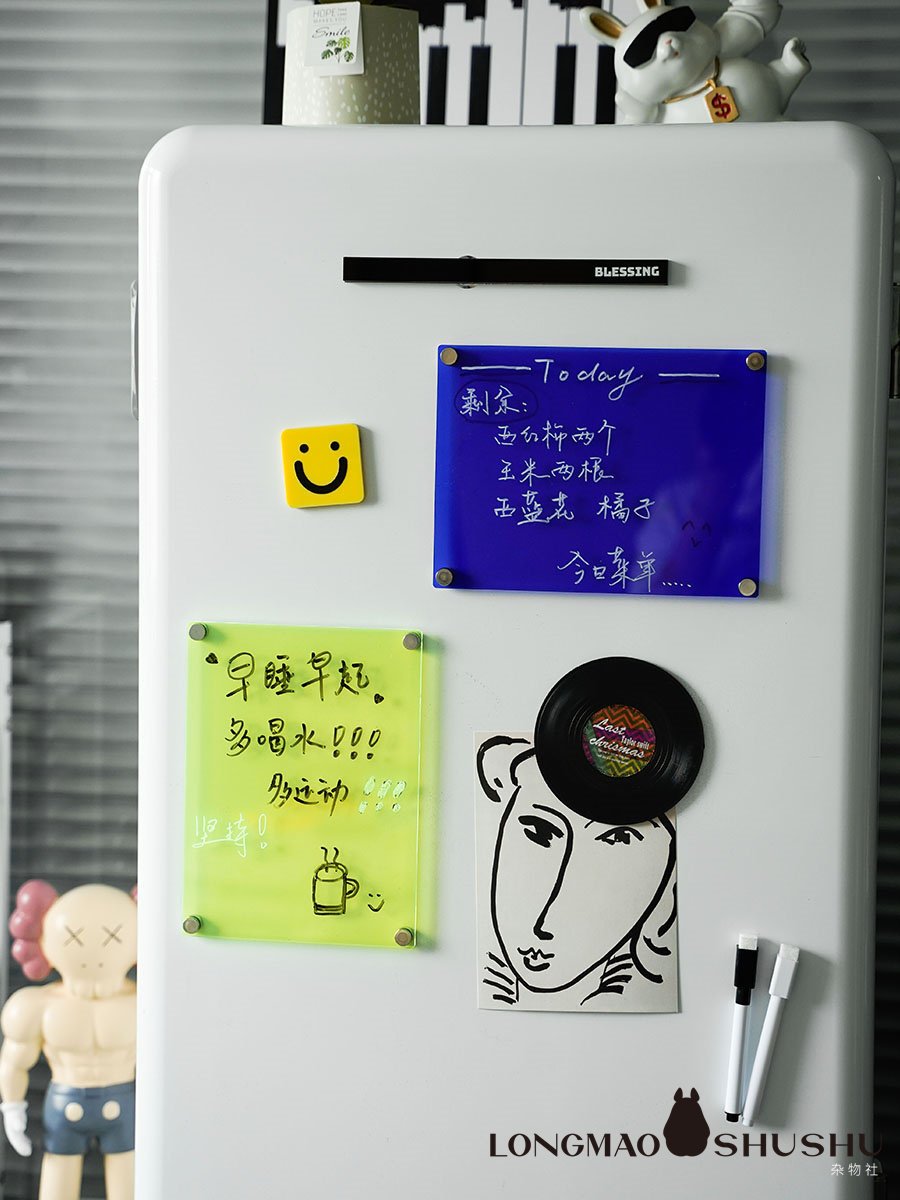 컬러 투명 아크릴 자석 냉장고 메모판 화이트보드 마그네틱 메시지보드 반투명 아크릴 메모판 형광핑크 - 상세 이미지 2
