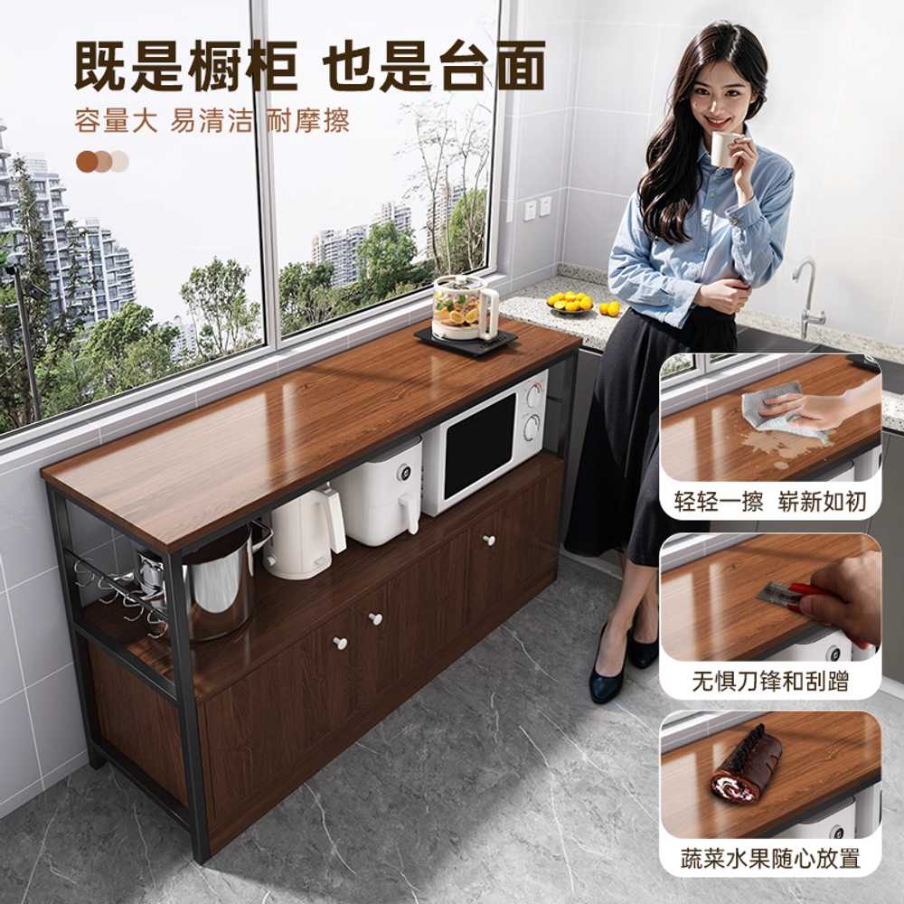 전자렌지 선반 수납장 렌지대 원목 서랍 수납함 주방 80cm 오크블랙 2문 - 상세 이미지 3