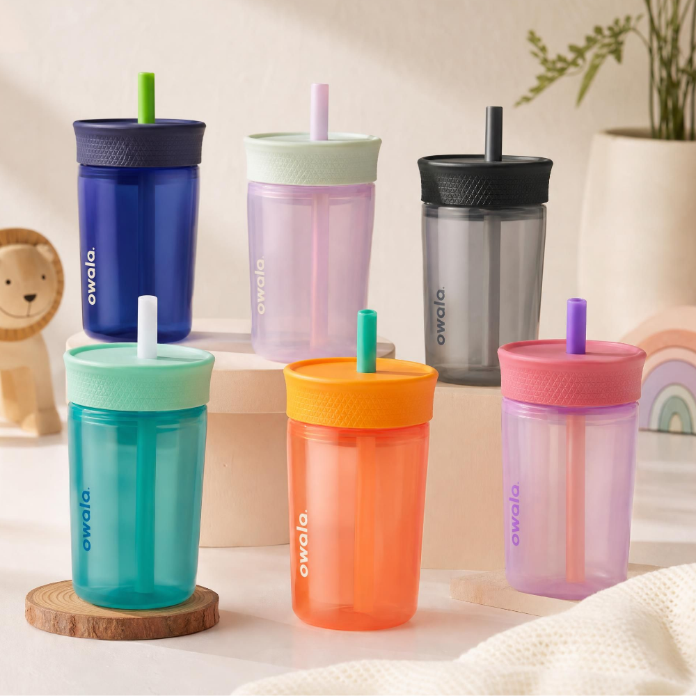 Owala 오왈라 키즈 플라스틱 보냉 스트로우 빨대 443ml 15oz 텀블러 - 상품 이미지