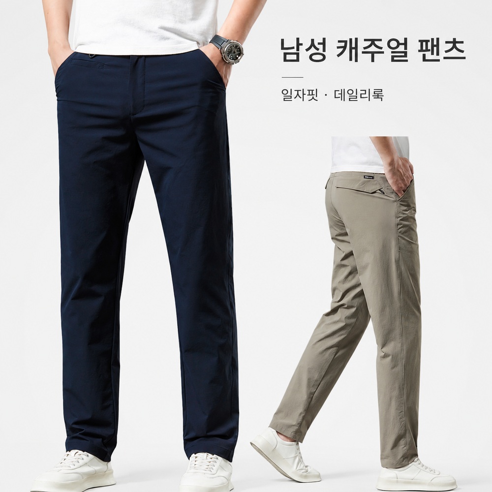 남성 사방스판 일자핏 아웃도어 팬츠 기능성 캐주얼 작업바지 - 상품 이미지