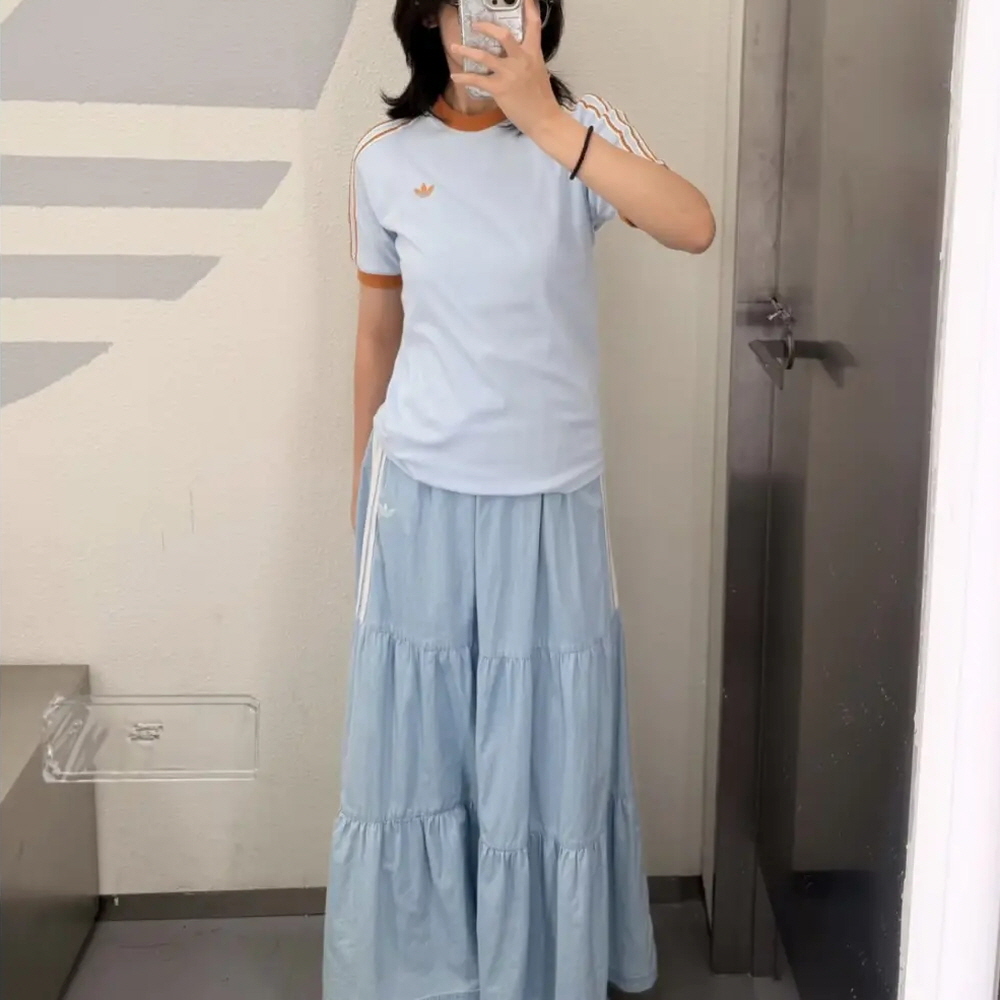 아디다스 우먼스 오리지널 서머 글로우 데님 롱스커트 라이트데님 KY8113 이미지 6