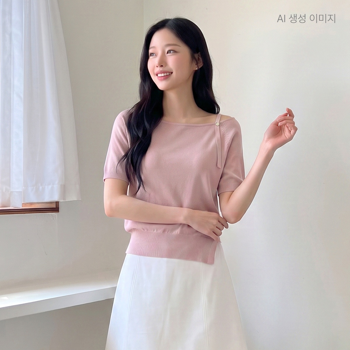 로엠 오프숄더 반팔 풀오버 RMKAG38R11 - 상품 이미지