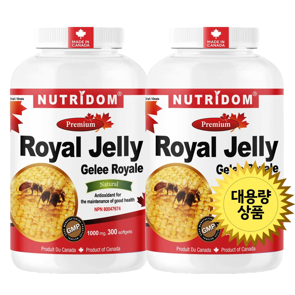 (2팩세트) 뉴트리돔 프리미엄 천연 로얄제리 대용량 1000MG 300캡슐 N131 - 상품 이미지